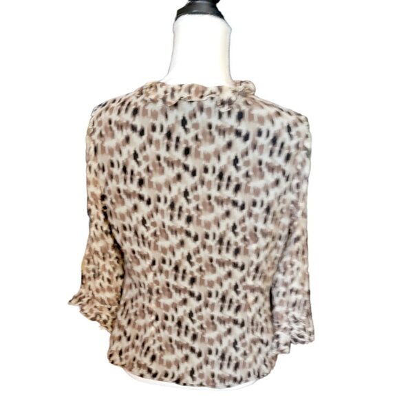 Spenser Jeremy Ruffled Short Sleeve Animal Print Evening Blouse in Size 8 - Picture 2 of 4